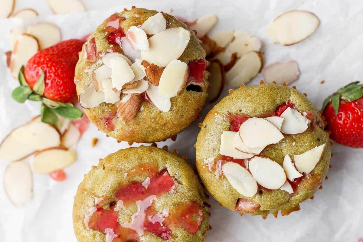 Fluffy Strawberry Matcha Protein Muffins Recipe